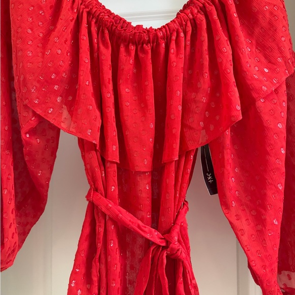 INC International Concepts Red Ruffled Blouse - Picture 7 of 10